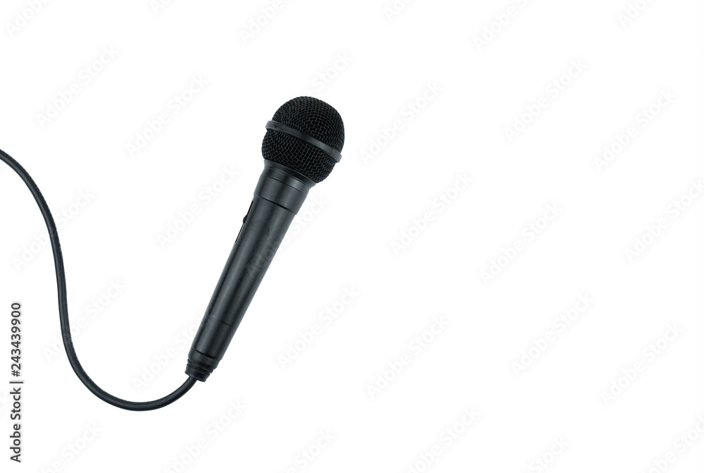 Obraz premium Microphone of black on isolated white background.