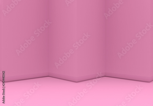 3d rendering. Sweet pink triangle zig zag wall and floor backgorund.