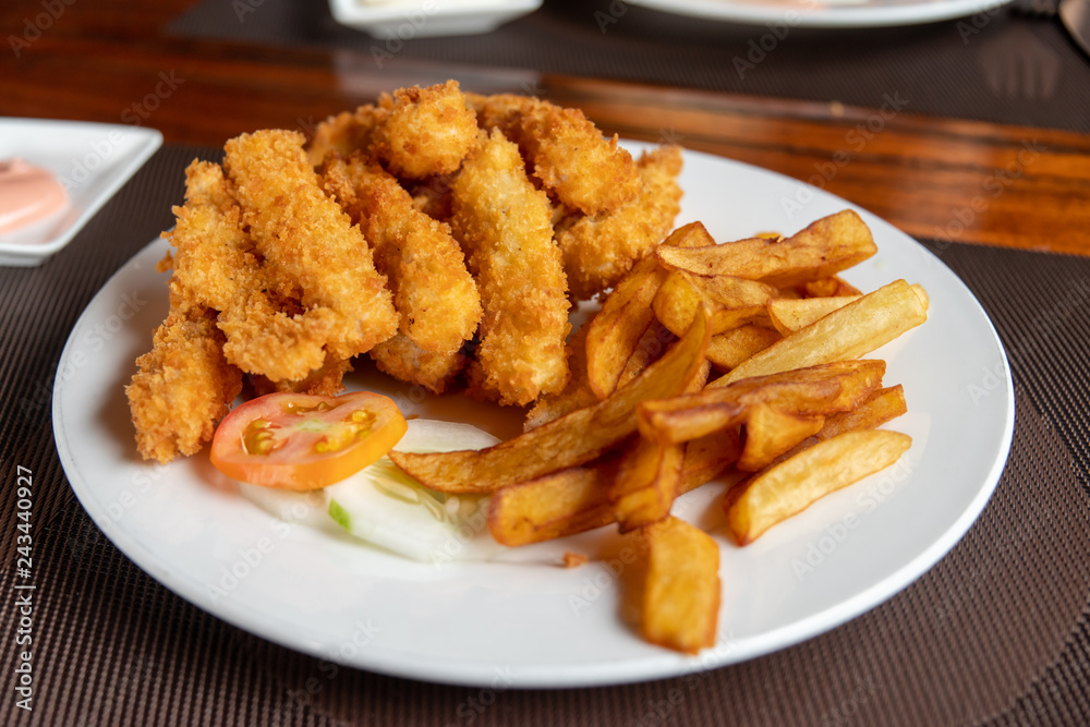 fish chips with french fired fish chips with french fired