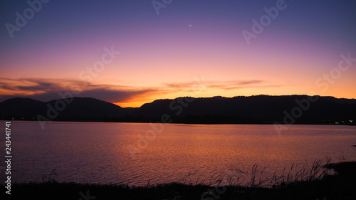 sunset over lake