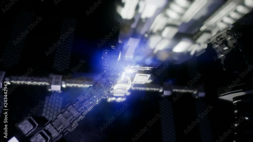 International Space Station in outer space over the planet Earth. Elements of this image furnished by NASA. International Space Station in outer space over the planet Earth. Elements of this image furnished by NASA.