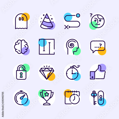 Escape and Quest room icon set