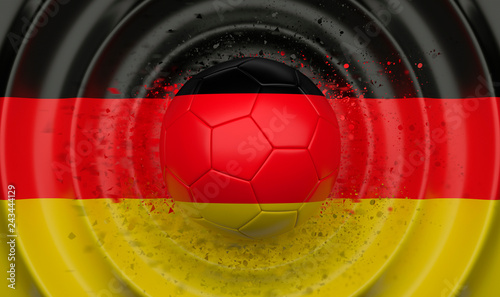 Germany, soccer ball on a wavy background, complementing the composition in the form of a flag, 3d illustration © zeleniy9
