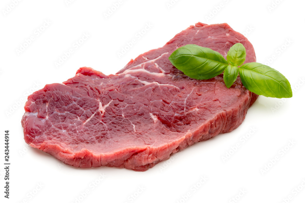 Fresh raw beef steak isolated on white.