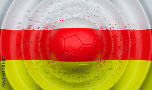 North Ossetia  soccer ball on a wavy background  complementing the composition in the form of a flag  3d illustration