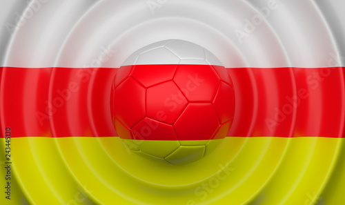 North Ossetia  soccer ball on a wavy background  complementing the composition in the form of a flag  3d illustration