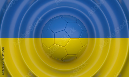 Ukraine  soccer ball on a wavy background  complementing the composition in the form of a flag  3d illustration