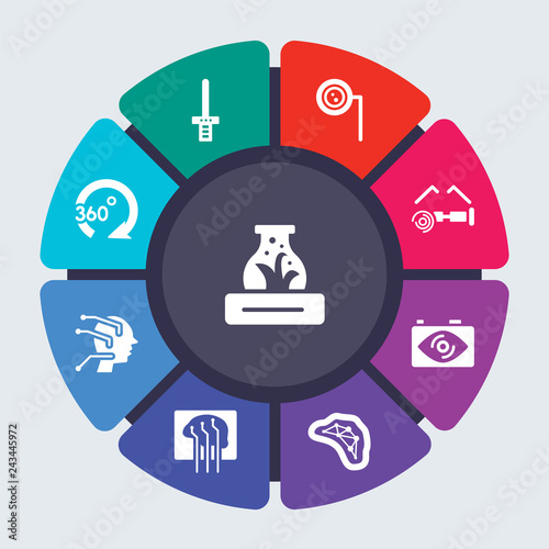 artificial intelligence vector template for infographics. Business concept with 9 options, steps, parts, segments. Banner infographic cycling diagram, round chart