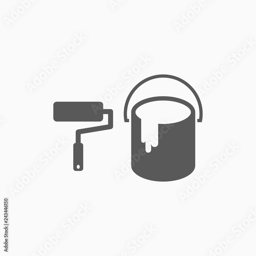paint bucket and paint roller icon
