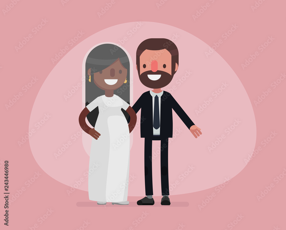 Cute people getting married - Vector illustration Cute people getting married - Vector illustration