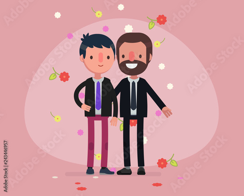 Cute people getting married - Vector illustration