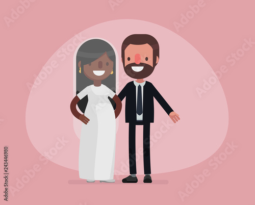 Cute people getting married - Vector illustration