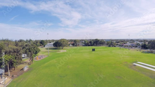 Drone footage of Australian public park and sports oval, taken at Henley Beach, South Australia. photo