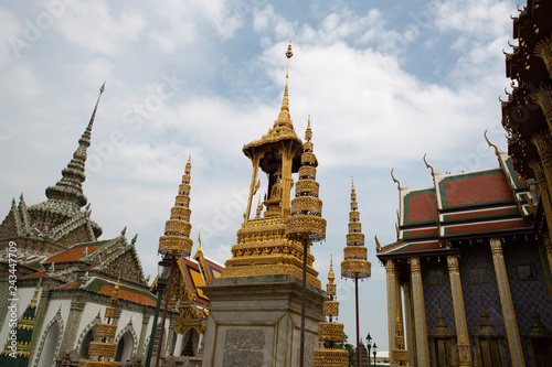 Grand palace and Wat phra keaw at Bangkok, Thailand. Beautiful Landmark of Asia. Temple of the Emerald Buddha. landscape of the capital city © Artur
