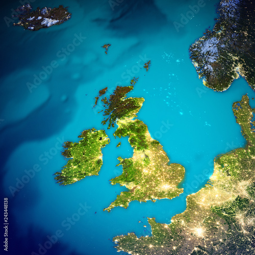 Fotografie, Obraz United Kingdom and Ireland map