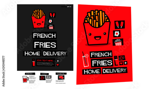 French Fries Home Delivery Retro Style Poster Design