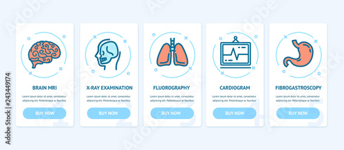 Medical Diagnostics App Screens Web Banners Cards Set. Vector