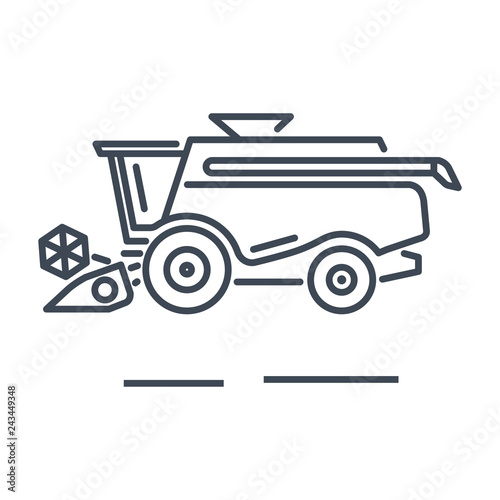 thin line icon harvester machine, combine