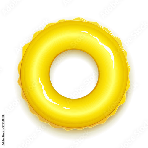 Yellow rubber ring for swiming in pool and sea. Summer time
