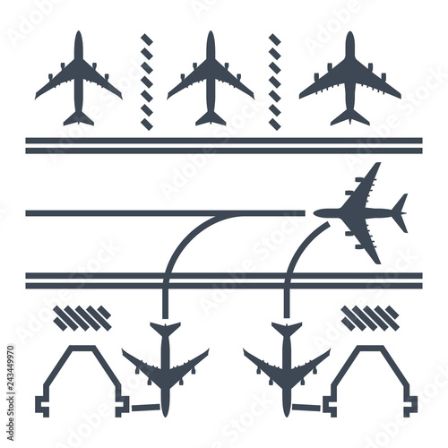 thin line icon airport runway, airplane parking