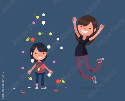 Cute people celebrating - Vector illustration
