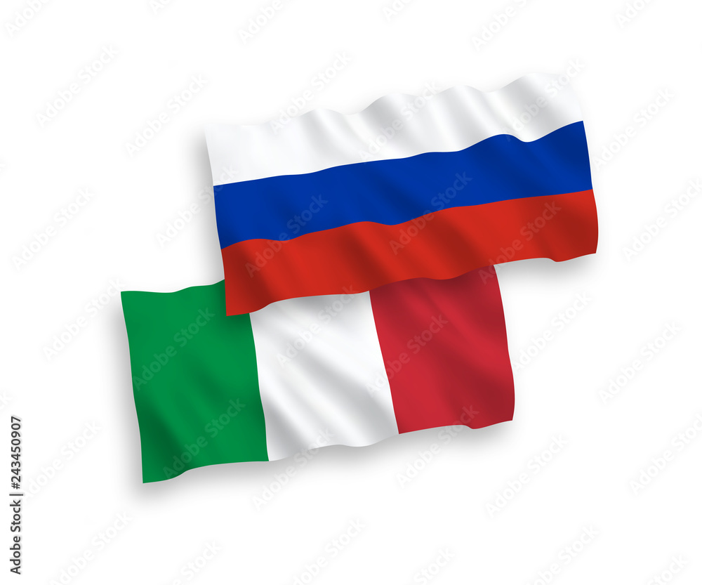 Flags of Italy and Russia on a white background Flags of Italy and Russia on a white background