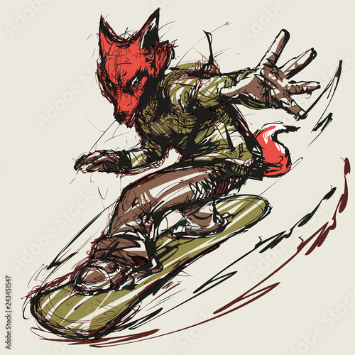 Snowboarder fox sketch