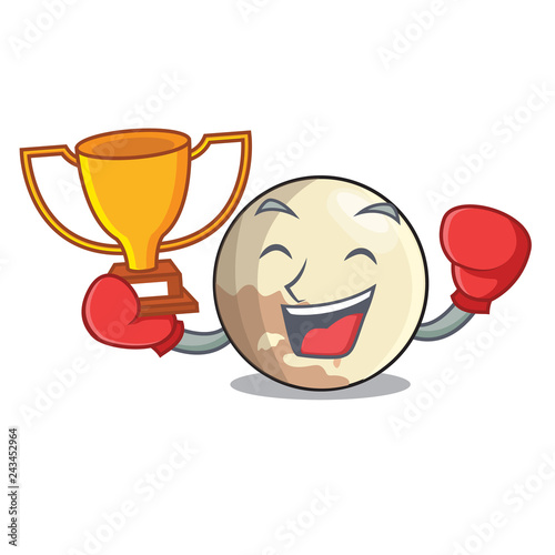 Boxing winner Pluto planet isolated in with mascot