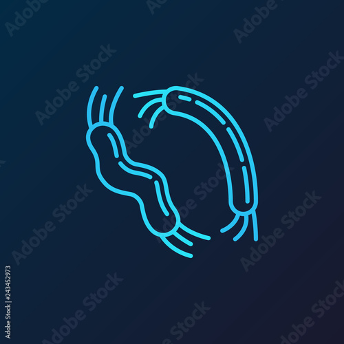 Pathogen vector concept virology blue icon or design element in thin line style on dark background