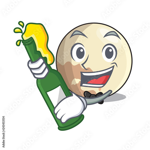 With beer Pluto planet isolated in with mascot