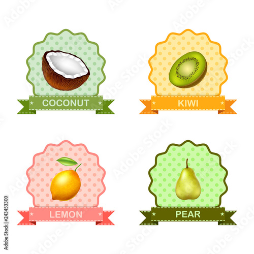label for fruits, vector illustration
