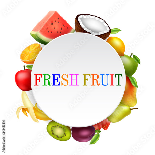 Fruits, vector label 