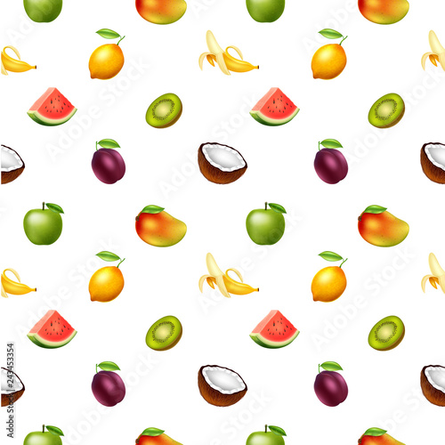 Fototapeta Naklejka Na Ścianę i Meble -  Seamless pattern with fruits , vector illustration