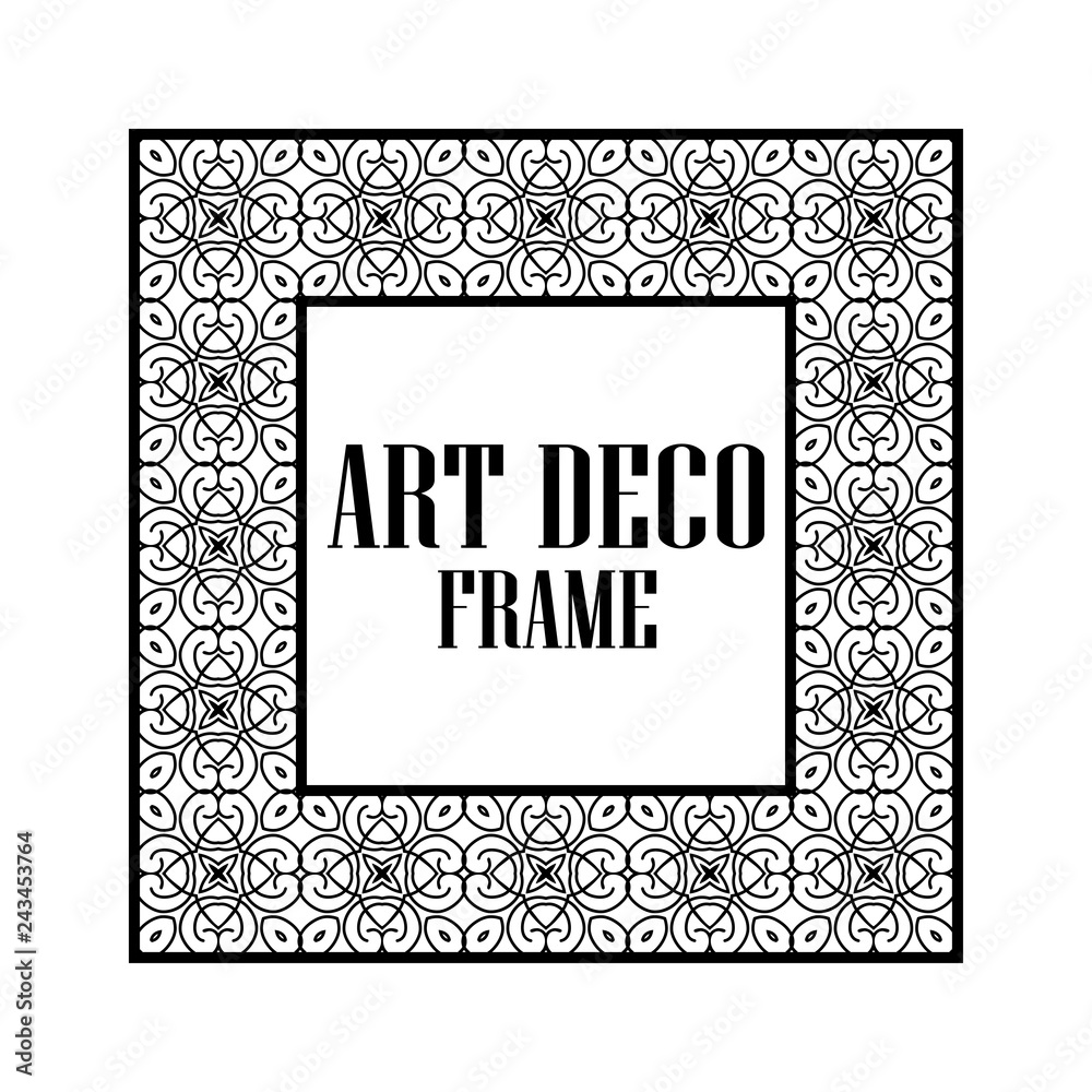 Art deco vintage border frame. Retro design template. Vector illustration