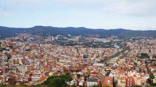 View of Barcelona from a height. Barcelona from a height. City Panarama of Barcelona. Center of Barcelona.