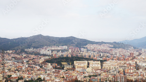 View of Barcelona from a height. Barcelona from a height. City Panarama of Barcelona. Center of Barcelona. © romanklevets