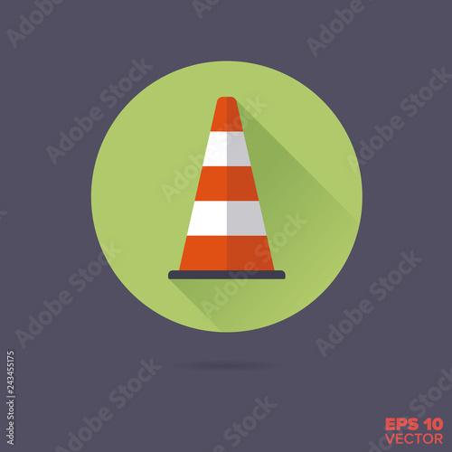 Traffic cone Flat Design Vector Icon
