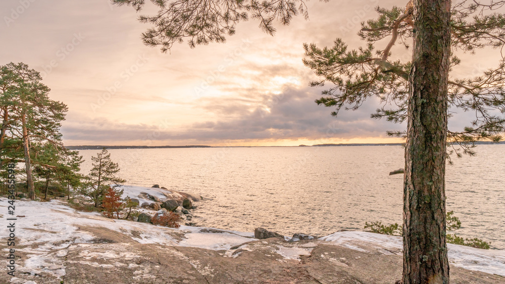 Winter sunset and the golden hour in Turku archipelago. January 2019. Winter sunset and the golden hour in Turku archipelago. January 2019.