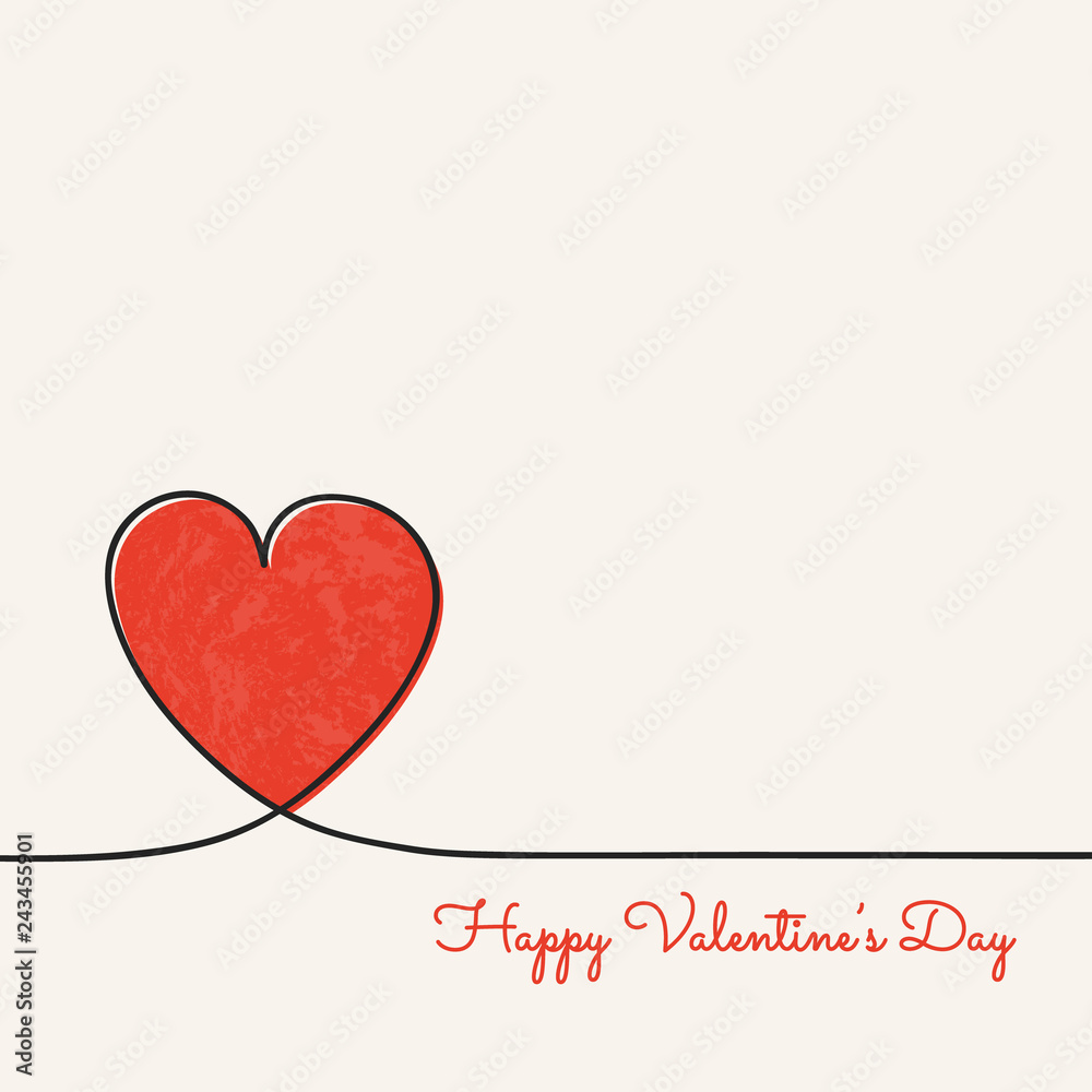 Valentine's Day decoration with beutiful hand drawn heart. Vector
