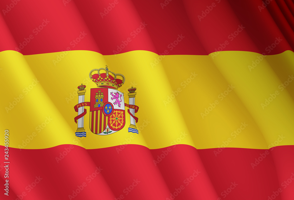 Fototapeta premium Illustration of a flying Spanish flag