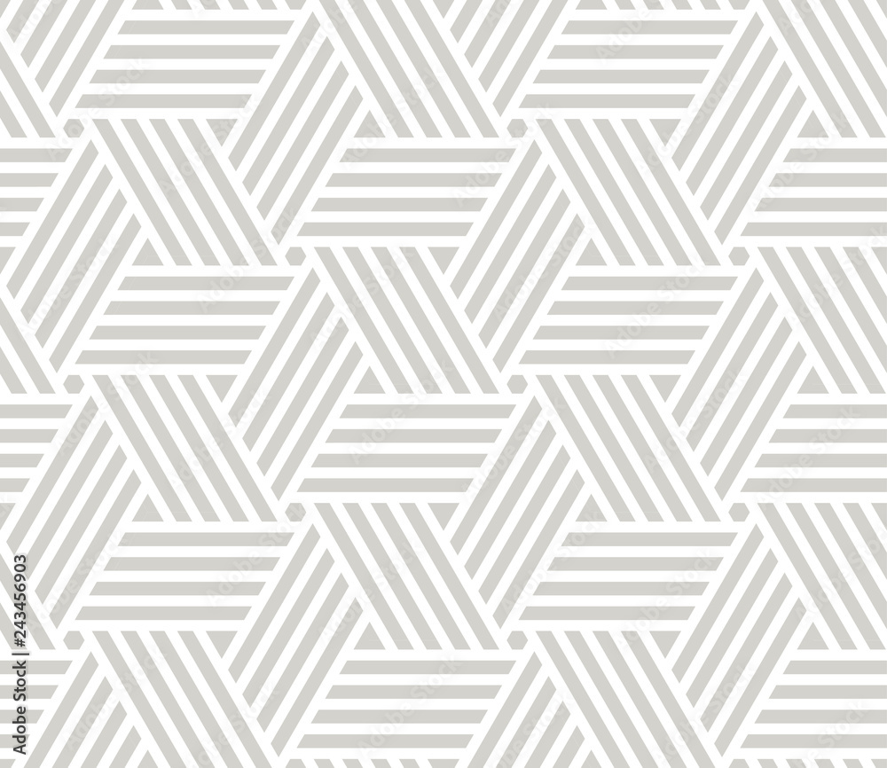Abstract simple geometric vector seamless pattern with white line texture  on grey background. Light gray modern wallpaper, bright tile backdrop,  monochrome graphic element Stock Vector