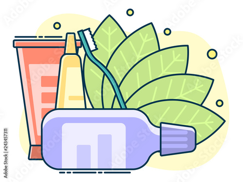 medical set, concept of daily oral hygiene and dental care