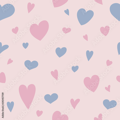 Colorful background with hand drawn hearts. Valentine's Day, Mother's Day and Women's Day. Vector