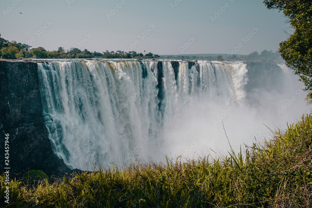 Blick auf die Victoria Falls am späten Nachmittag, Sambesi, Simbabwe, Blick auf die Victoria Falls am späten Nachmittag, Sambesi, Simbabwe,