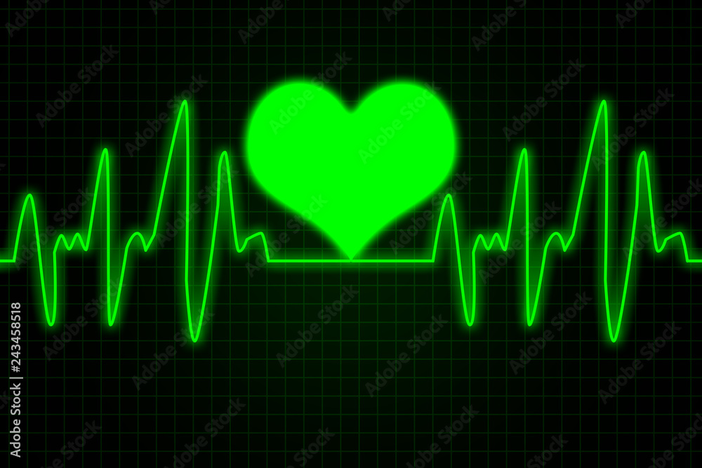 Heart and heartbeat symbol - Green colors