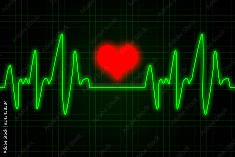 Heart and heartbeat symbol - Green and red colors Heart and heartbeat symbol - Green and red colors