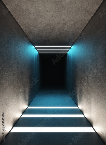 Fototapeta Naklejka Na Ścianę i Meble -  Tunnel with light, modern building, 3d render illustration