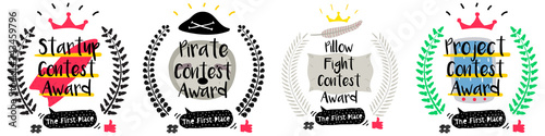Series of Cute Funny Award Badges for Children