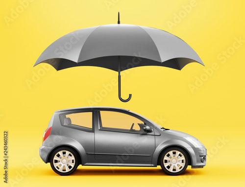 Car and umbrella, insurance concept