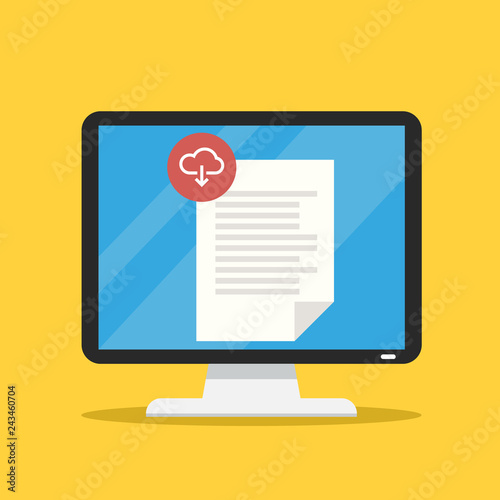 Document download button on computer screen